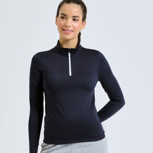 Women’s TriDri® recycled long sleeve brushed back ¼ zip top Thumbnail
